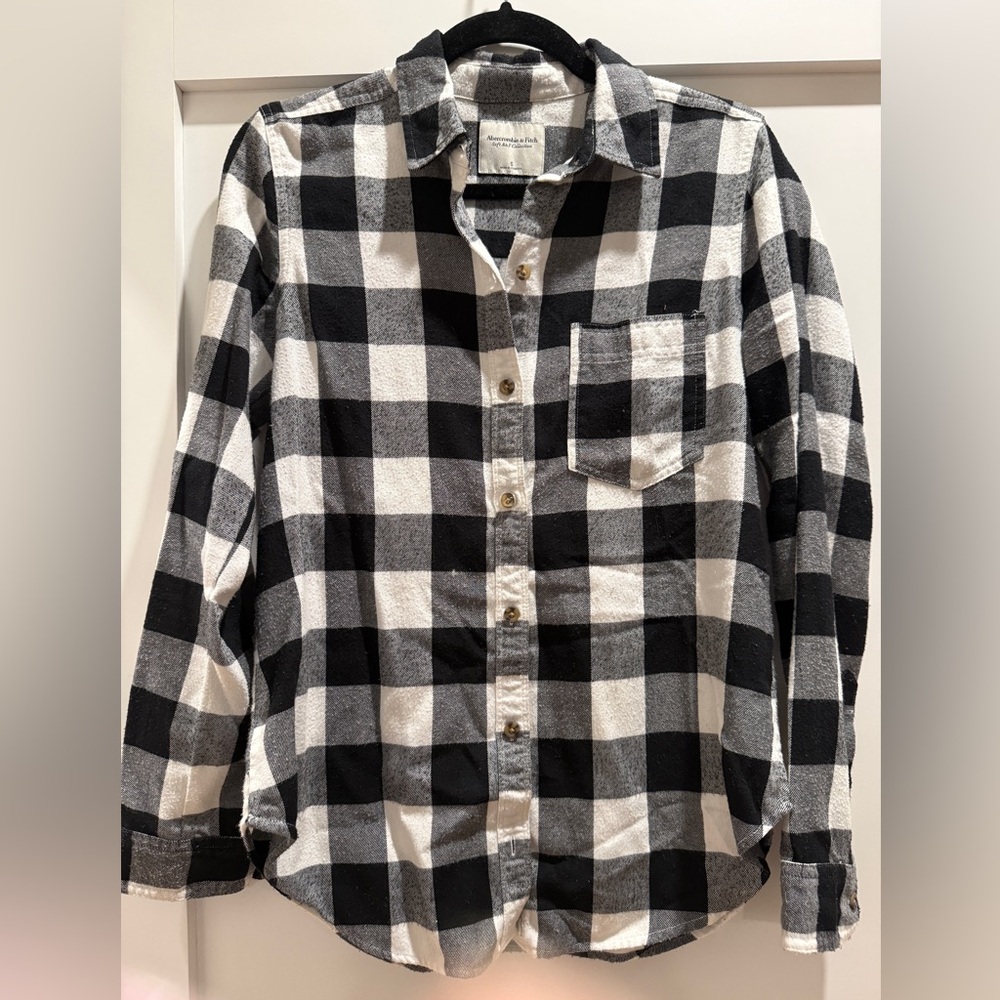 Classic Black And White Buffalo Check Flannel - Abercrombie & Fitch